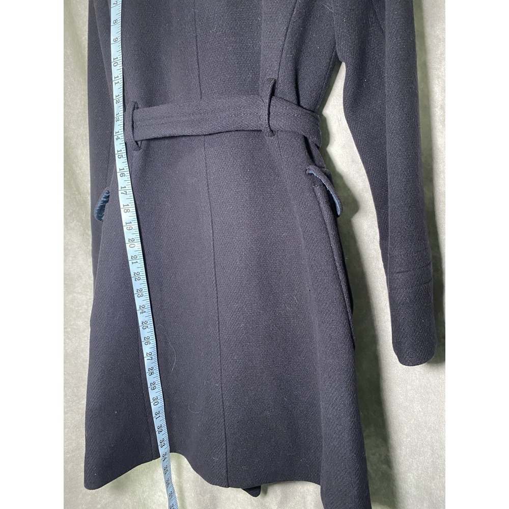 J Crew Womens Size 6 Melton Wool Classic Pea Coat Navy Blue Belted Jacket - Picture 5 of 5
